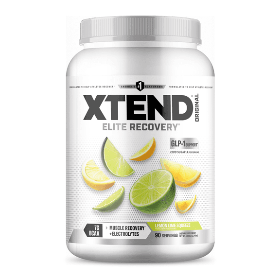 XTEND Original BCAA Powder, Sugar Free Post Workout Muscle Recovery Drink with Amino Acids and 7g BCAAs, Lemon Lime Squeeze Flavor, 90 Servings
