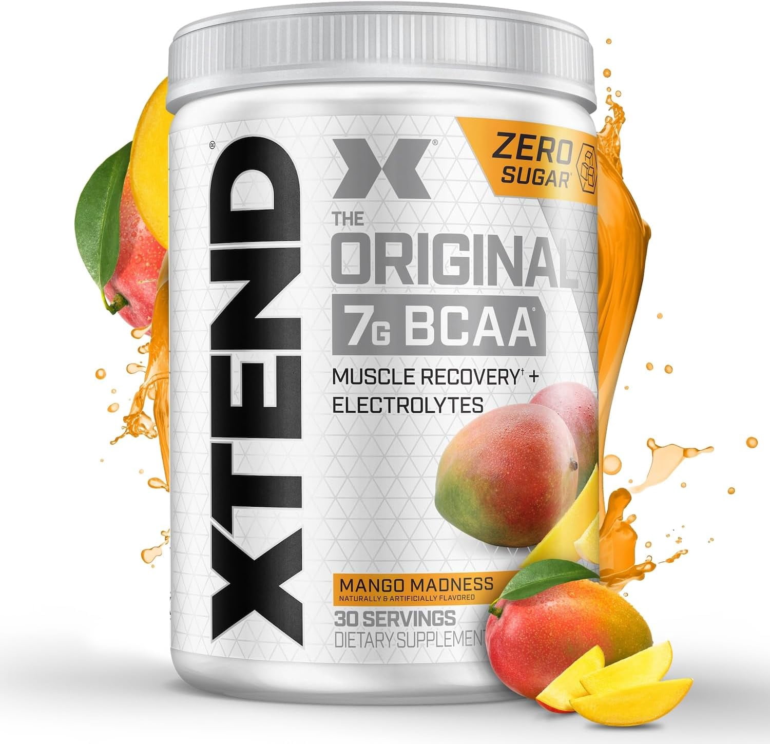 XTEND Original BCAA Powder, Sugar Free Post Workout Muscle Recovery Drink with Amino Acids and 7g BCAAs, Mango Madness Flavor, 30 Servings
