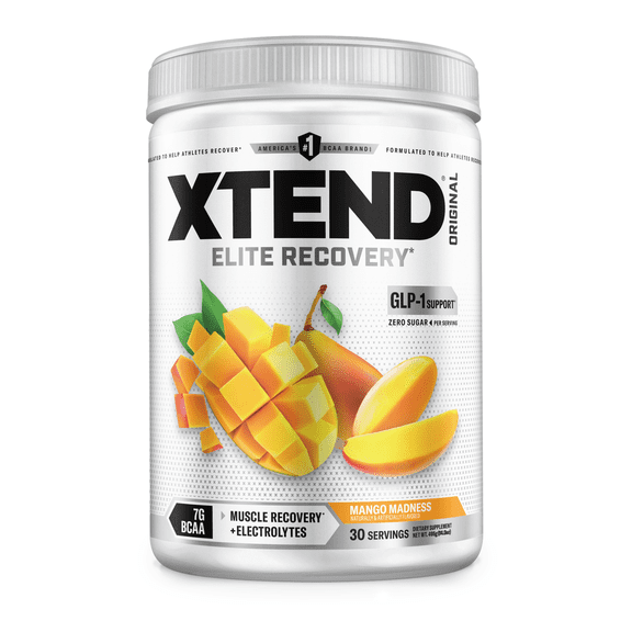 XTEND Original BCAA Powder, Sugar Free Post Workout Muscle Recovery Drink with Amino Acids and 7g BCAAs, Mango Madness Flavor, 30 Servings