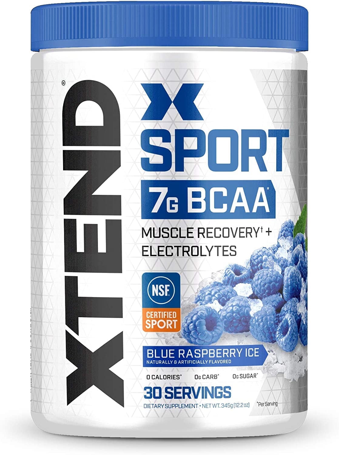 XTEND Sport 7g BCAA Powder, for Muscle Recover, Sugar-Free, Blue Raspberry Ice, 30 Servings