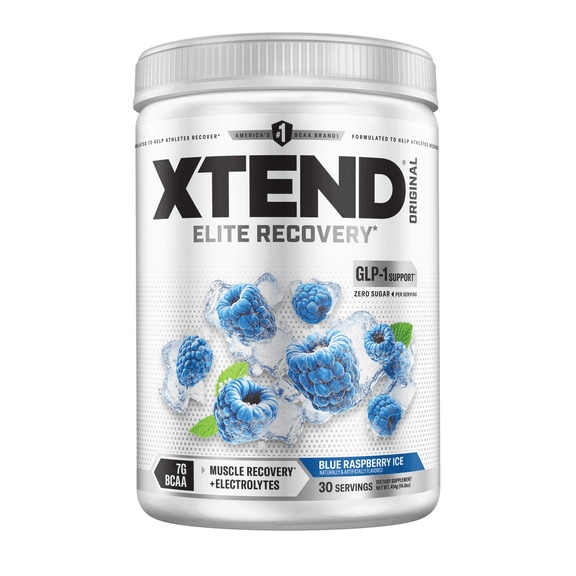 XTEND Sport BCAA Powder, Sugar Free Post Workout Muscle Recovery Drink with Amino Acids and 7g BCAAs, Blue Raspberry Ice Flavor, 30 Servings