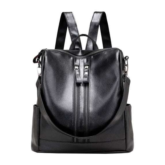 KOYPTL Mini Backpack for Women PU Leather Anti-theft Backpack Purse Shoulder Bag Casual Wild Soft Leather Dual-use Small Black Backpack