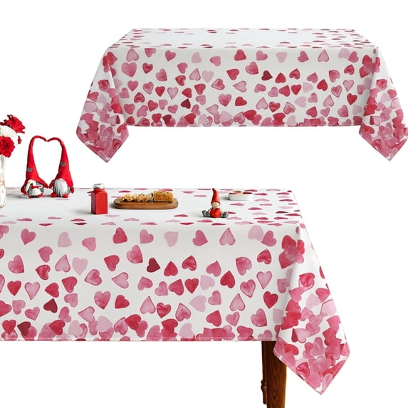 Xtorkit 52X70" Valentines Tablecloth|Heart Decor Tablecloths| Valentine'S Decorations for Home Cotton Table Cover Rectangle|Bright Colors Clear Prints| Easy to Clean Fast Drying for Party Picnic