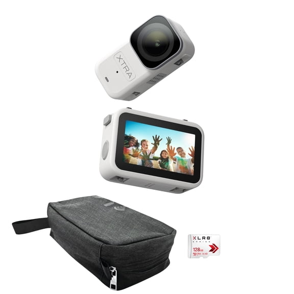 Xtra Atto 4K60 Action Camera Bundle with 128GB MicroSD and Folding Storage Travel Case (3 Items)