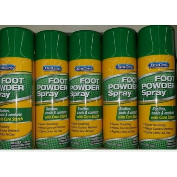 Xtra Care Foot Powder Spray W/ Cornstarch Soothes cools comforts Control - 5 Pk