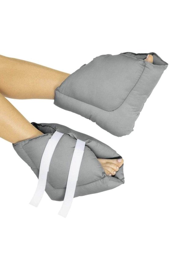 Heel Protector Cushion Boot Pair – Heel Offloading Pressure Relief for Bed Sores & Foot Ulcers – Swollen Ankles, Post Surgical Recovery – Washable, Grey