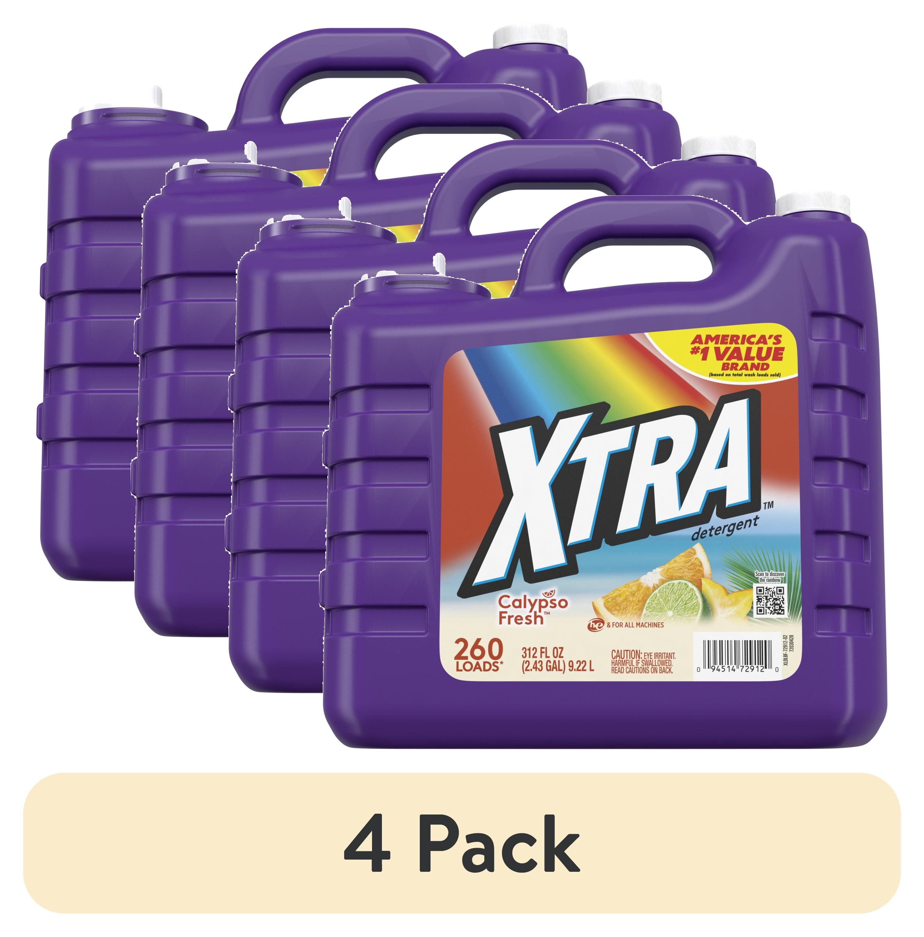 (4 pack) Xtra Liquid Laundry Detergent Soap, Calypso Fresh Scent, 312 ...