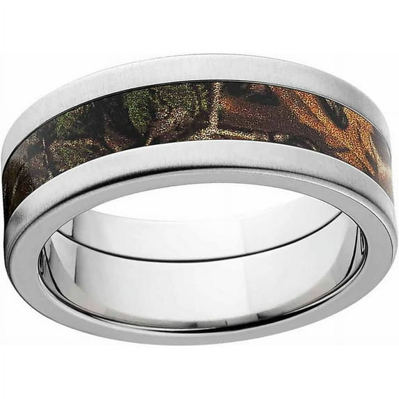 Xtra Men's Camo Stainless Steel Ring with Cross Brushed Edges and Deluxe Comfort Fit