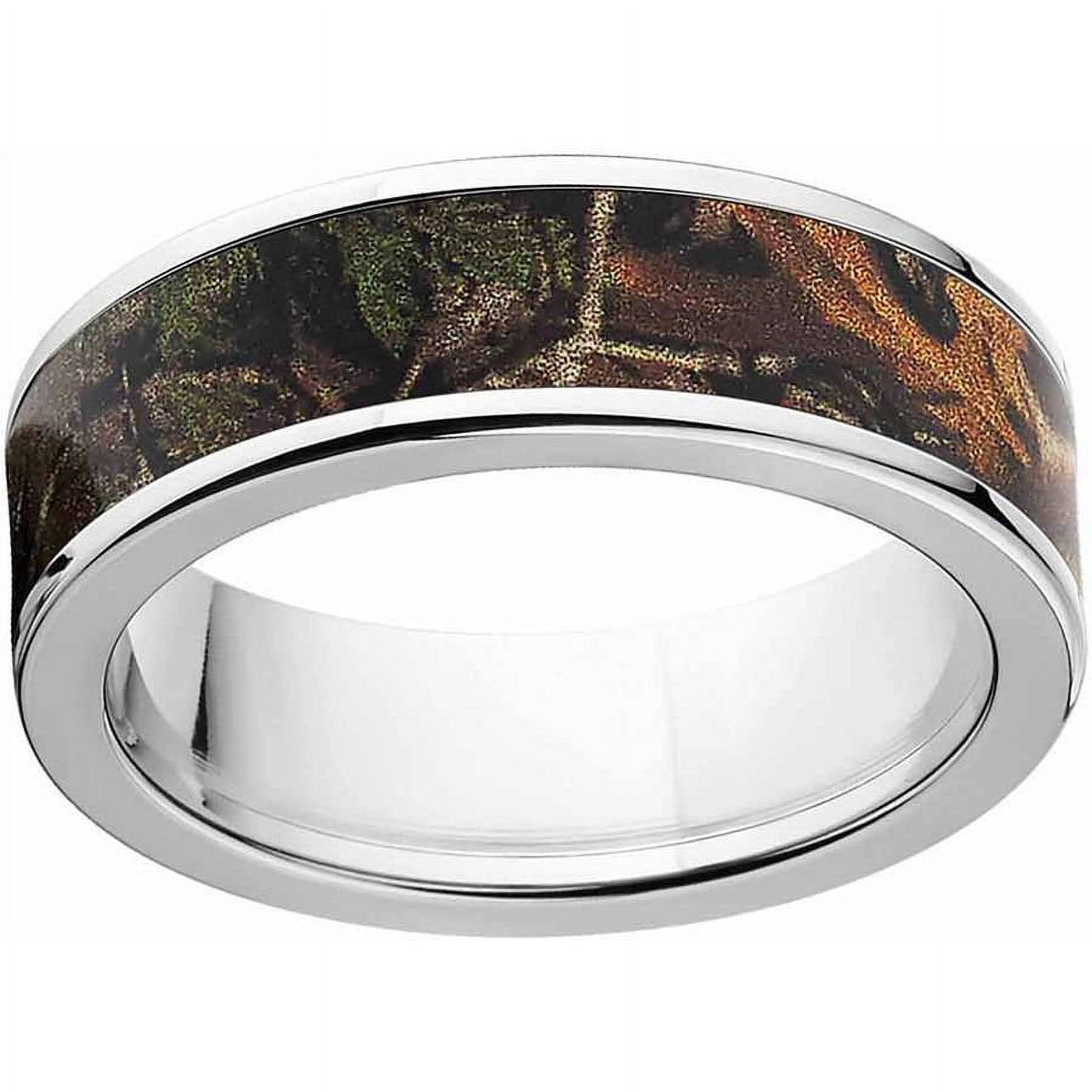 Xtra Men's Camo Stainless Steel Ring with Polished Edges and Deluxe Comfort Fit