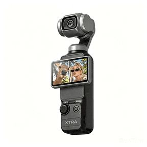Xtra Muse Pocket Vlogging Camera with 3-Axis Gimbal Stabilizer, 4K/120fps Camcorder, Fast Focusing, Face/Object Tracking, Digital Video Camera with Microphones for Photography