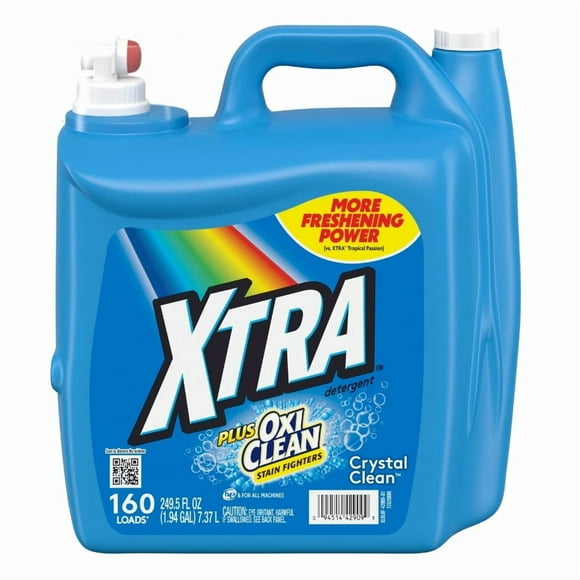 Xtra Plus Oxi Crystal Clean Liquid Laundry Detergent (Pack 1) - 160 Loads, 249fl