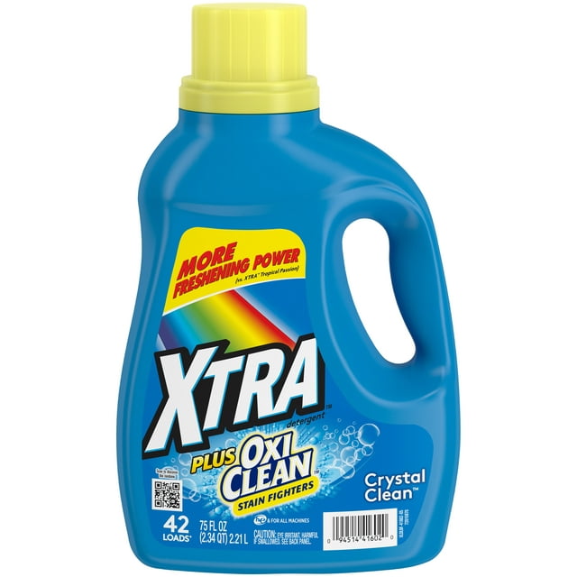 Xtra Plus OxiClean Liquid Laundry Detergent, Crystal Clean, 75oz