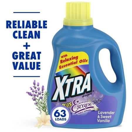 Xtra Plus Scent of Escape, Lavender & Sweet Vanilla, 63 Loads Liquid Laundry Detergent, 97.7 fl oz