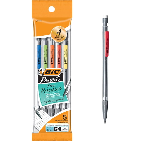BIC Mechanical Pencil Xtra Precision, Black, 5 Pack
