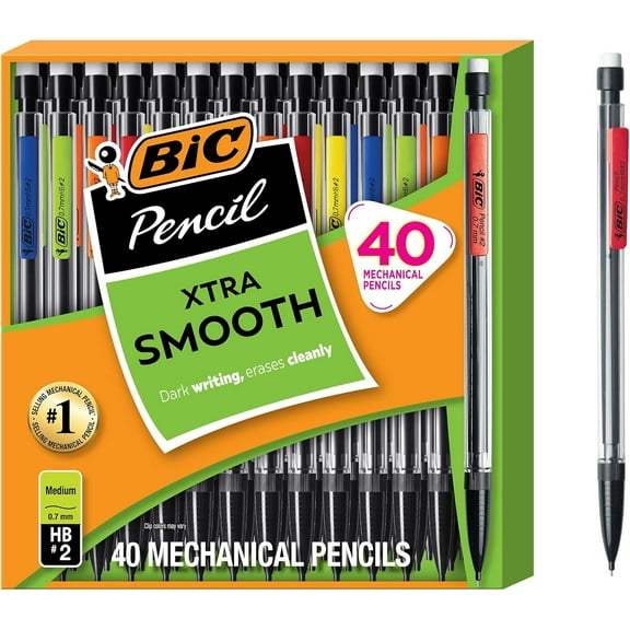 Xtra Smooth Mechanical Pencil with 0.7 mm Medium Point, Refillable and Retractable, 40-Count Pack