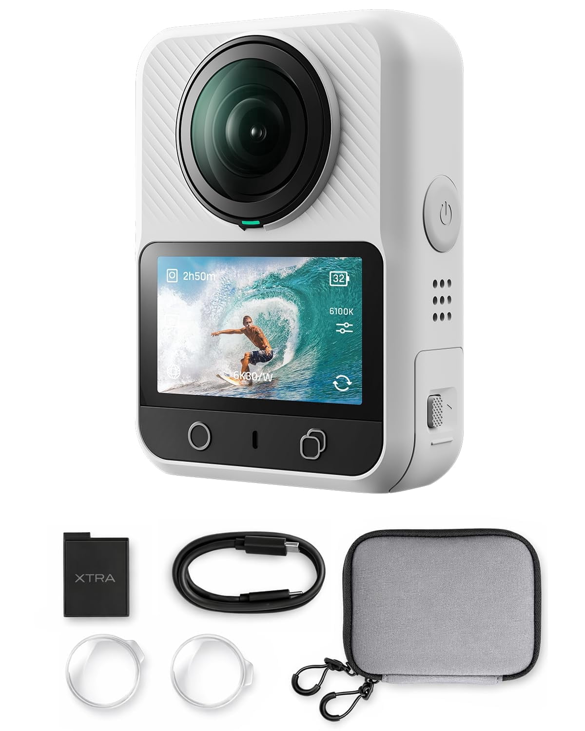 Xtra Sphra360 Action Camera,360° Panoramic,8K/5OFPS 100MP High Resolution Cameras,105GB Built-in Storage Waterproof Action Camera for Vlogging Video