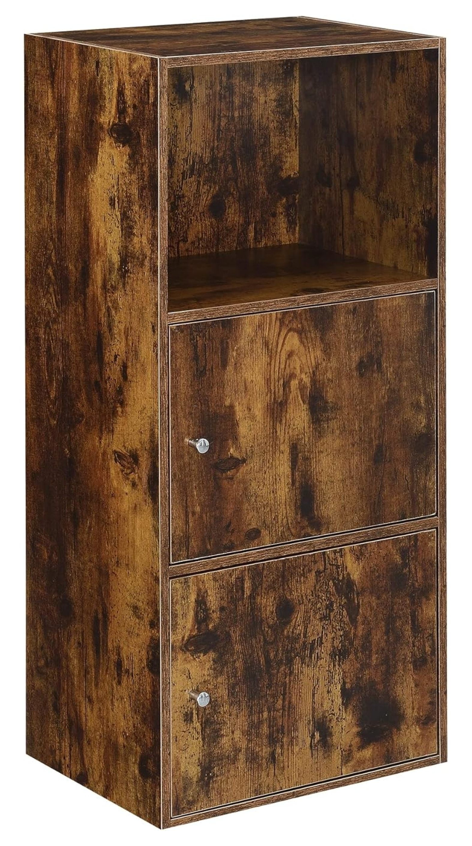 Traditional Barnwood Storage Cabinet with Shelving and Doors