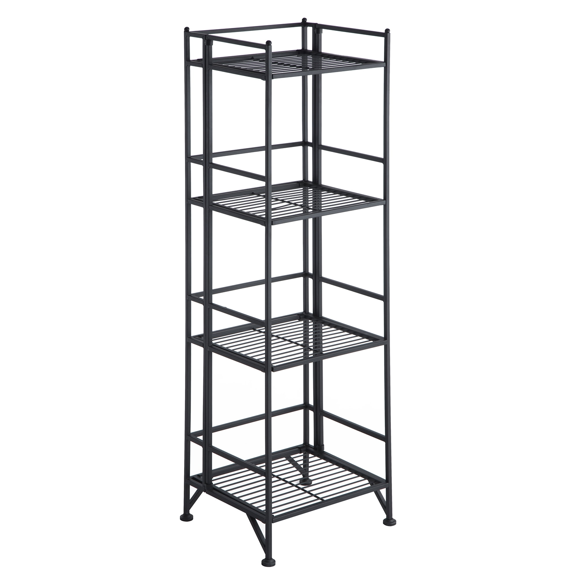 Xtra Storage 4 Tier Folding Metal Shelf, Black