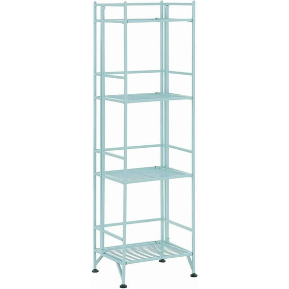 Xtra Storage 4-Tier Folding Metal Shelf, Seafoam, 13D x 11.25W x 45H in
