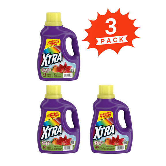 Xtra Summer Fiesta Liquid Laundry Detergent (Pack 3) - 144 Loads, 172.8fl