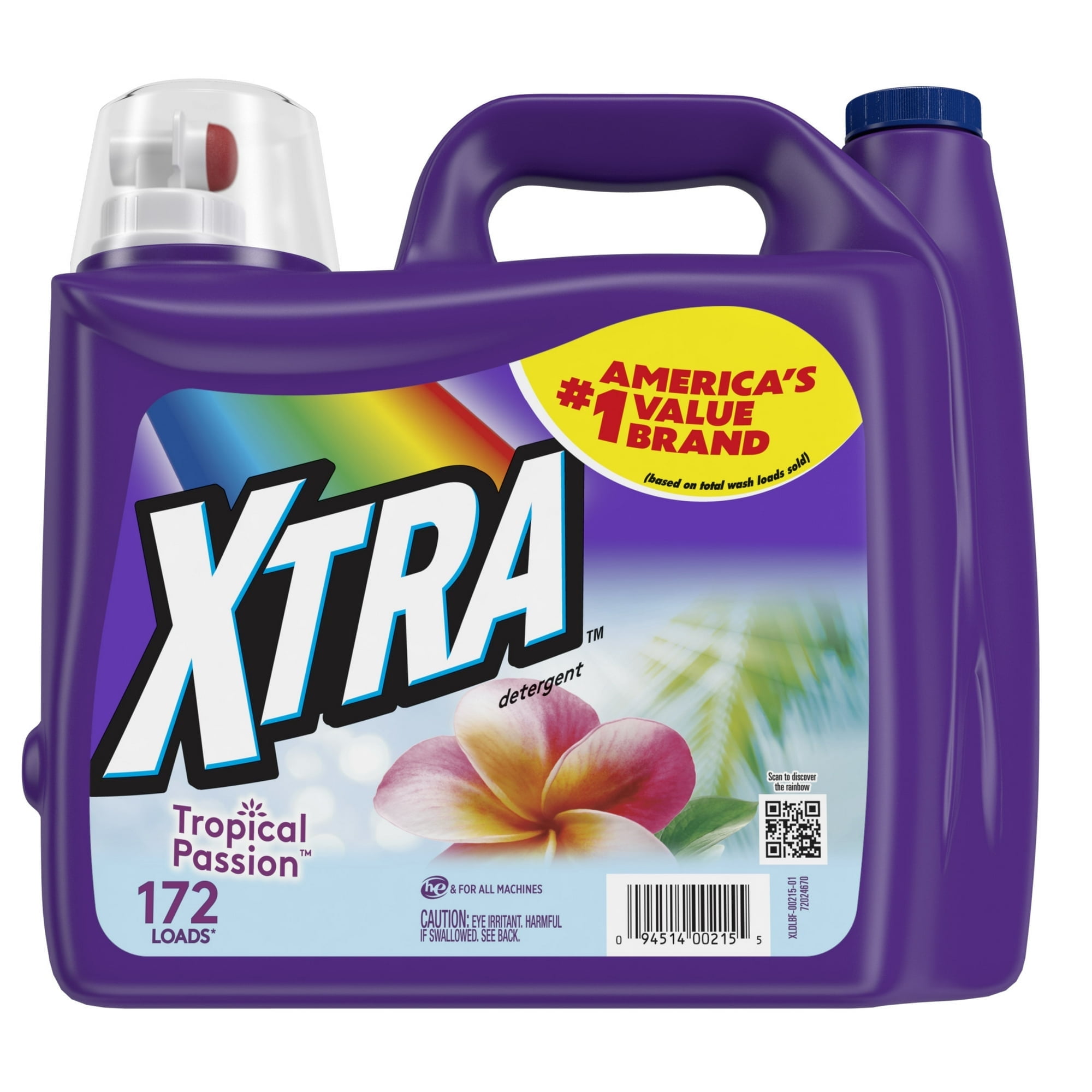 Xtra Tropical Passion Liquid Laundry Detergent, 172 Loads, 206.4