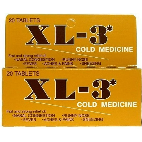 Xtra XL-3 Cold Medicine Tablets 20 ea (Pack of 3)