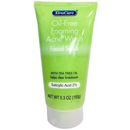 XtraCare 5.3 Oz Oil-Free Foaming Acne Wash Facial Scrub with Tea Tree Oil – 3 Pack – Salicylic Acid 2%