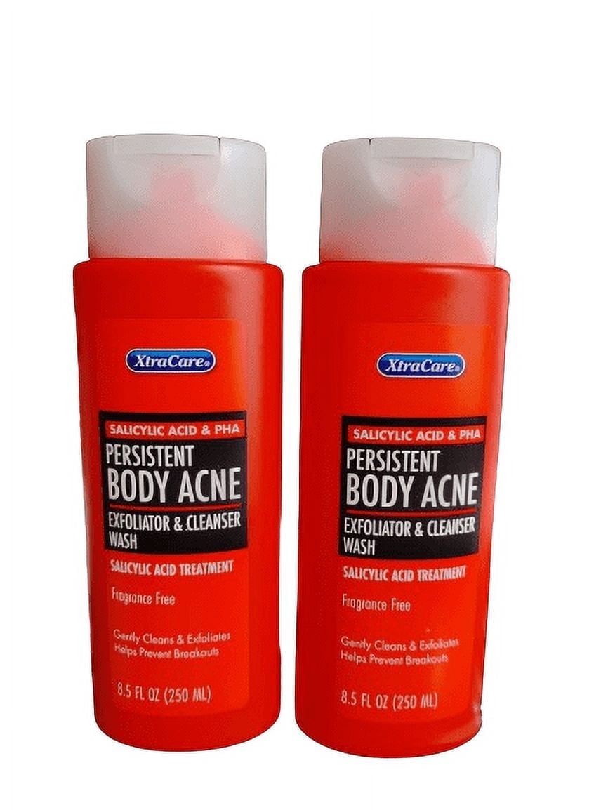 XtraCare Salicylic Acid & PHA Persistent BODY ACNE Exfoliator & Cleanser Wash, 8.5 fl oz., (2 Pack)