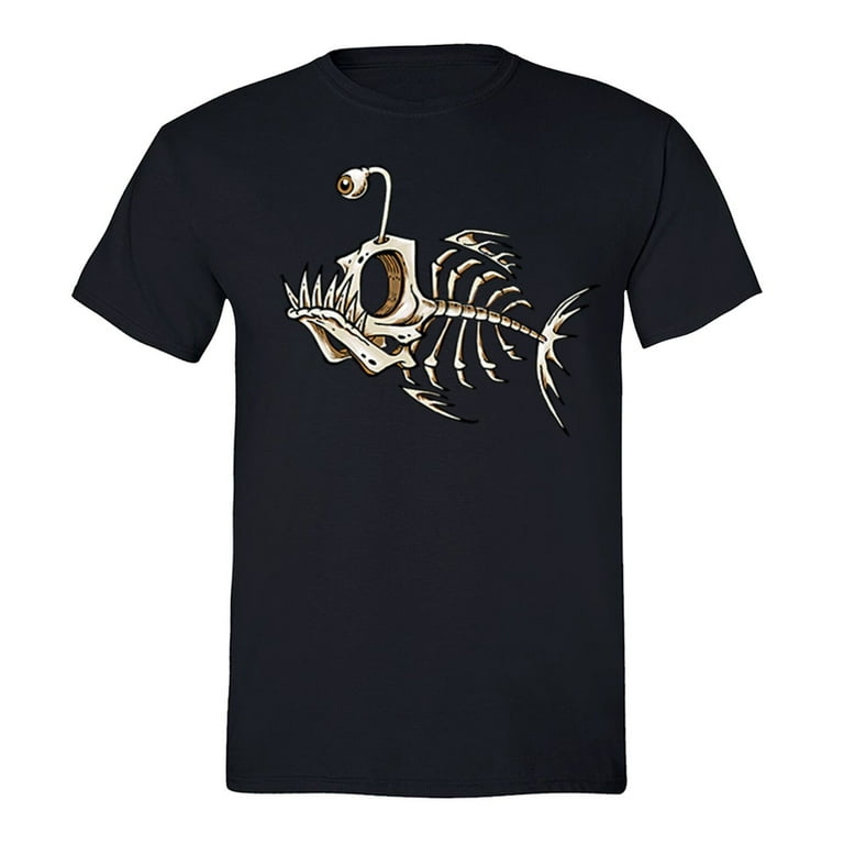 XtraFly Apparel Men s Anglerfish Skeleton Bonefish Boat Fishing Diving Fish Crewneck T Shirt Walmart