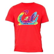 XtraFly Apparel Men's Cali Neon T-shirt California State Tie Dye Rave Party Beach Vacation Tshirt