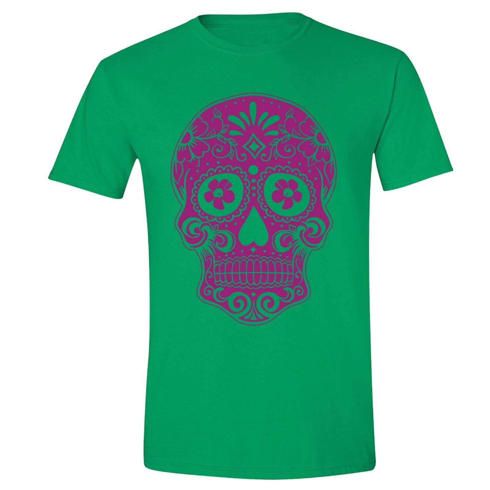 XtraFly Apparel Men's Sugar Skull Day of the Dead Tshirt Pink Mexican