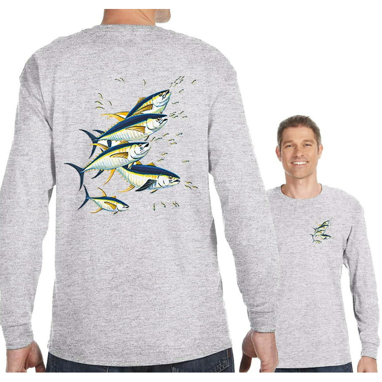 XtraFly Apparel Mens 5 Tuna Fishing Saltwater Fish Fisherman Reel Gift  Sport Long Sleeve T-Shirt
