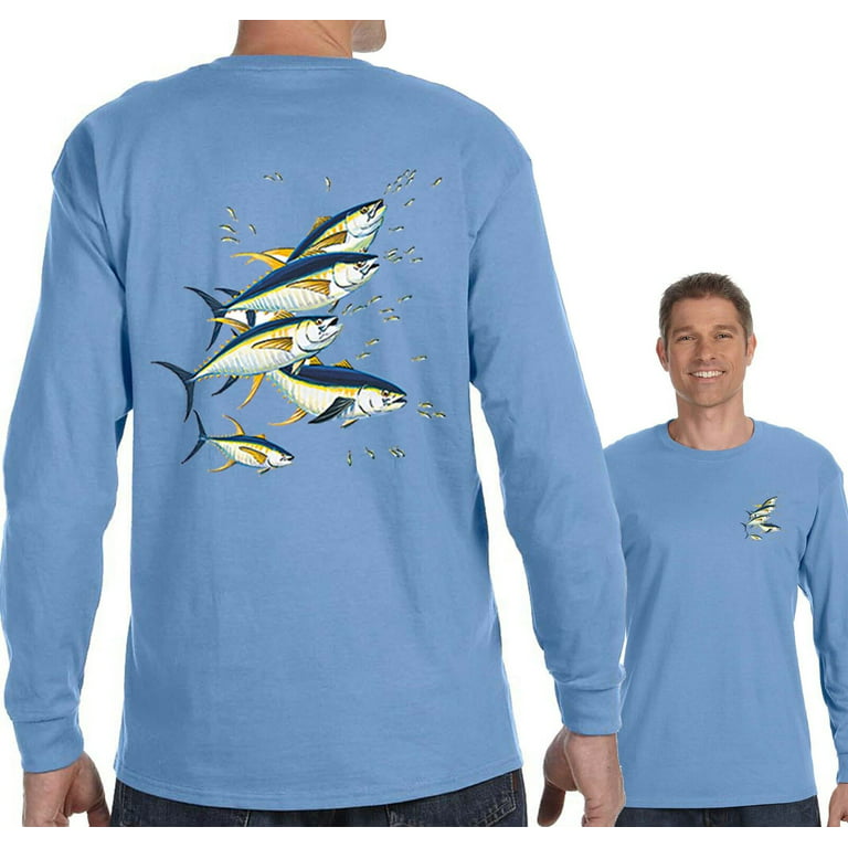 XtraFly Apparel Mens 5 Tuna Fishing Saltwater Fish Fisherman Reel Gift  Sport Long Sleeve T-Shirt