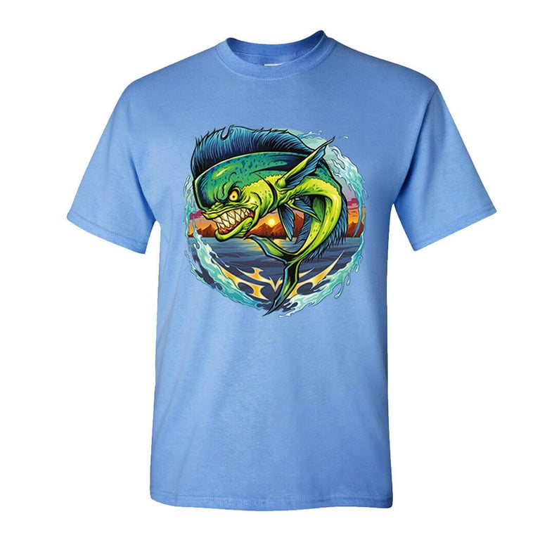 XtraFly Apparel Mens Angry Mahi Mahi Dorado Sport Fishing Saltwater  Fisherman Dad Gift T-Shirt 
