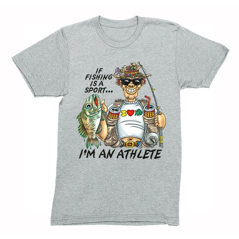XtraFly Apparel Mens Fishing is a Sport I'm An Athlete Funny Fish Fisherman  Gift Dad T-Shirt 