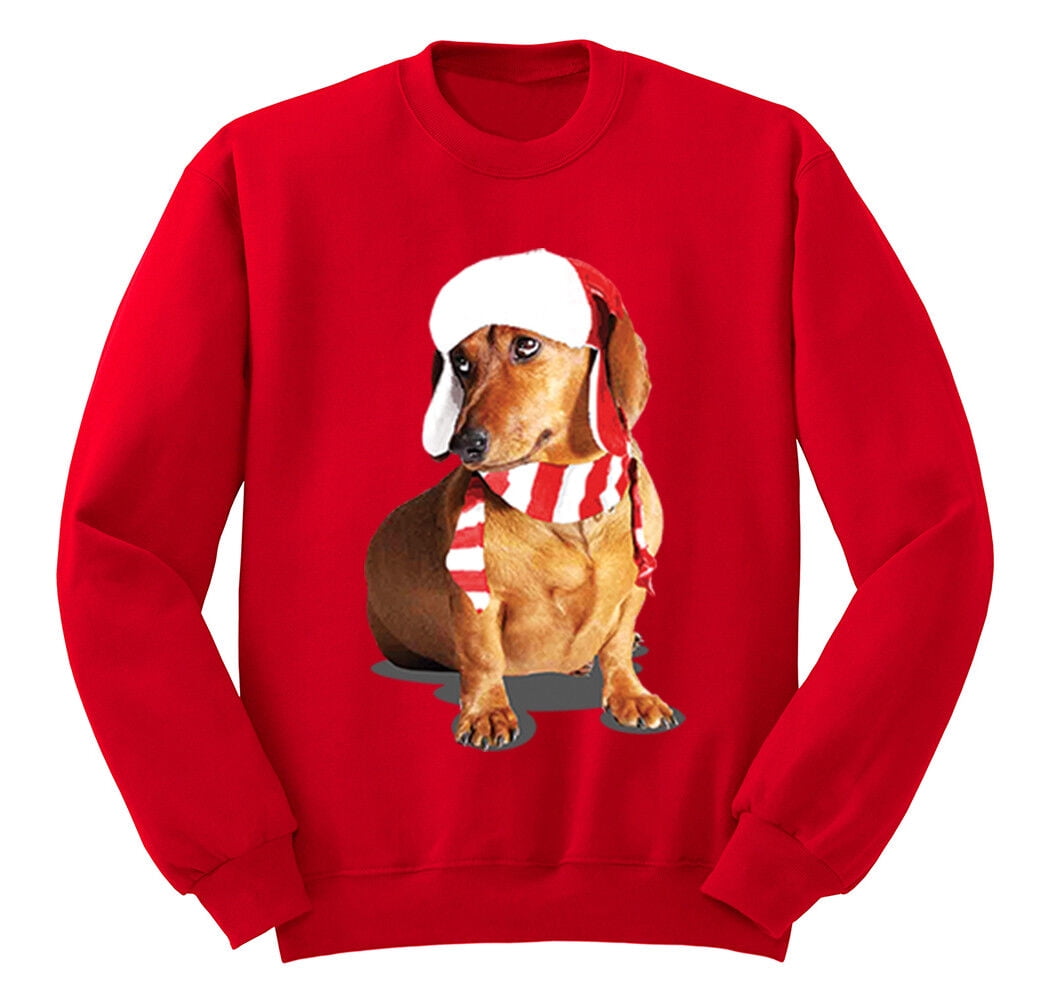 XtraFly Apparel Unisex Dachshund Wiener Dog Lover Santa Winter