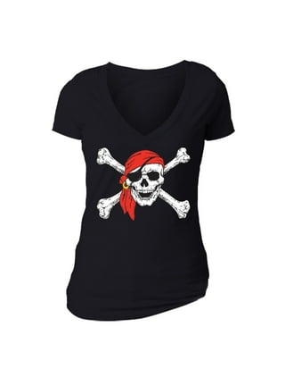  Womens Disney - Pirates of the Caribbean Graphic V-Neck T-Shirt  : Clothing, Shoes & Jewelry