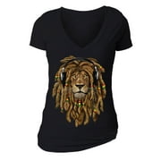 XtraFly Apparel Women's Rasta Lion of Judah T-shirt Headphones Jamaican Rastafari Zion Bob Marley Tshirt