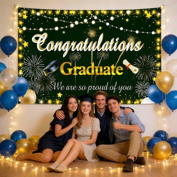 XtraLarge Congrats Grad Banner - 71x43 Inch, Graduation Banner | Congratulations Backdrop | We are So Proud of You Backdrop | 2026 Graduation Decorations, Grad Party Decoration