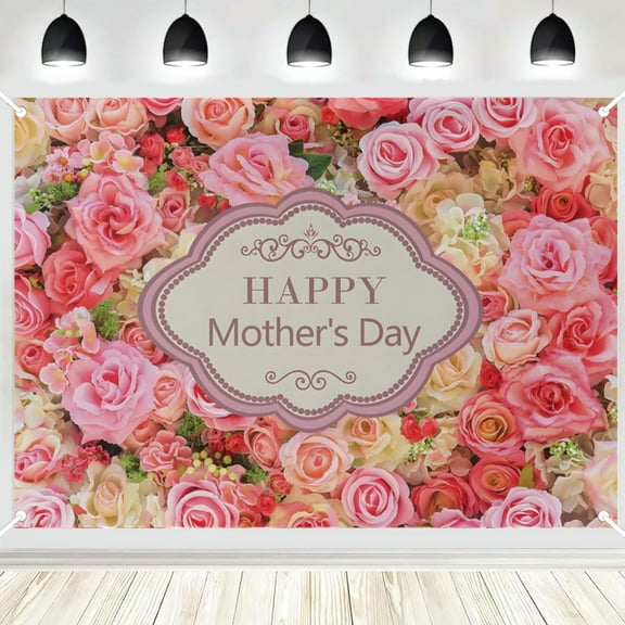 XtraLarge Happy Mothers Day Banner - 84x60 Inch | Happy Mother's Day Banner Decorations for Party | Red Mothers Day Backdrop, Mothers Day Banner Decoration | Mother's Day Decorations for Home