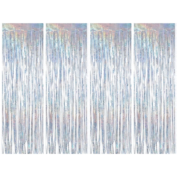 XtraLarge Silver Fringe Party Streamers - 8x3.2 Feet, Pack of 4 | Silver Foil Streamers for Birthday, Graduation & Holiday Decor