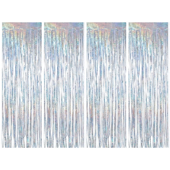 XtraLarge Silver Fringe Party Streamers - 8x3.2 Feet, Pack of 4 | Silver Foil Streamers for Birthday, Graduation & Holiday Decor