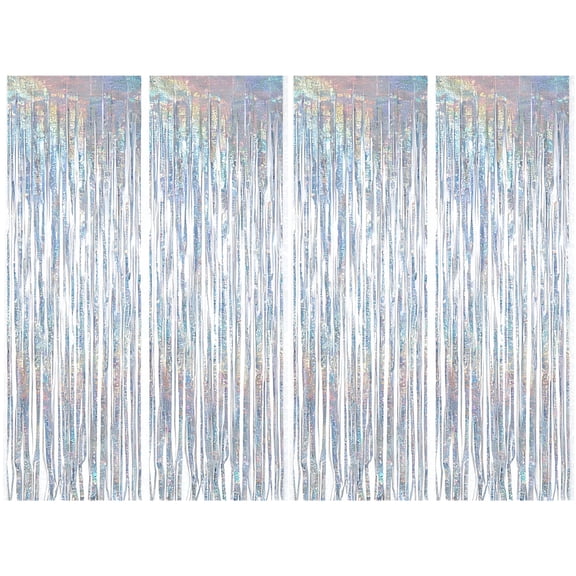 XtraLarge Silver Fringe Party Streamers - 8x3.2 Feet, Pack of 4 | Silver Foil Streamers for Birthday, Graduation & Holiday Decor
