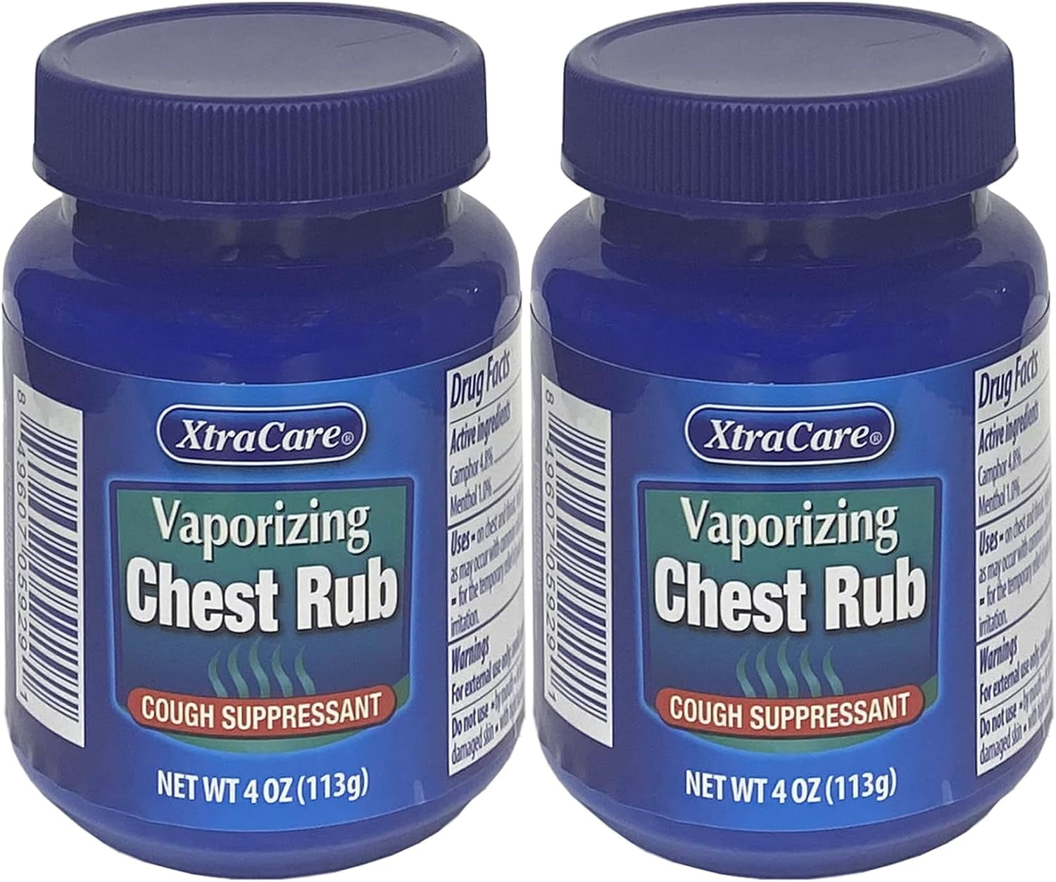 Xtracare Vaporizing Chest Rub Cough Supressant 4 OZ Pack of 2