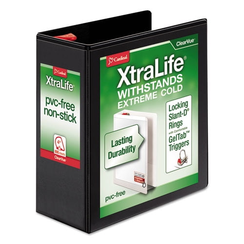 Xtralife Clearvue Non-Stick Locking Slant-D Ring Binder, 3 Rings, 4" Capacity, 11 X 8.5, Black | Bundle of 5 Each