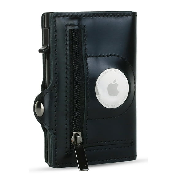 Xtravals RFID Blocking Genuine Minimalist Leather Airtags Wallets for men With Zipper pocket with 10 Slot Credit Cards