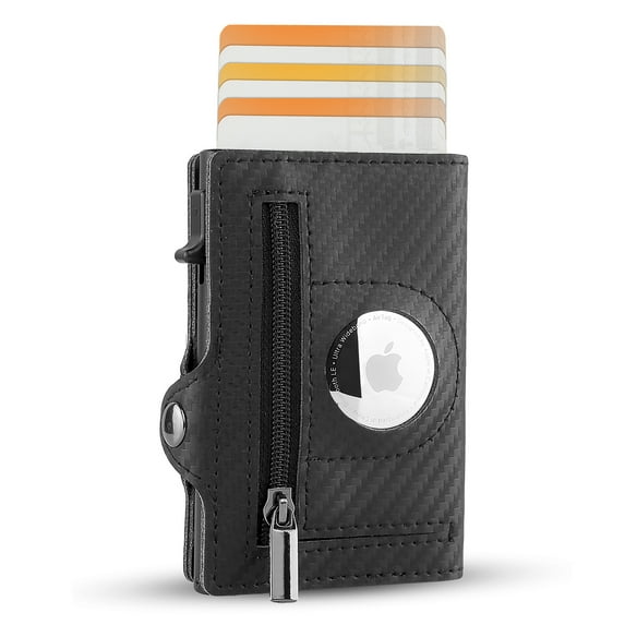 Xtravals RFID Blocking Genuine Minimalist Leather Airtags Wallets for men With Zipper pocket with 10 Slot Credit Cards