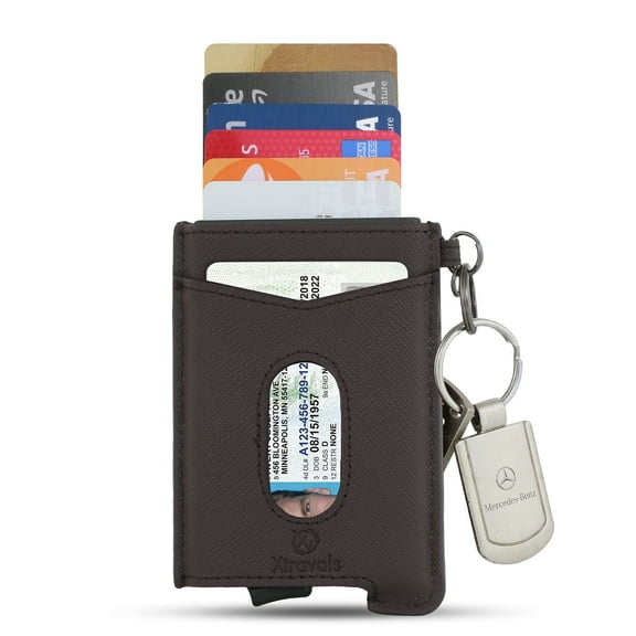 Xtravals RFID Blocking Minimalist Genuine Leather Wallet for Men and women with Money Pocket and Keychain