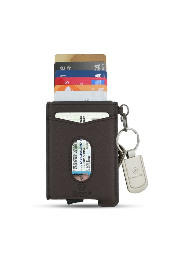 RFID Blocking Minimalist Genuine Leather Wallet for Men and women with Money Pocket and Keychain