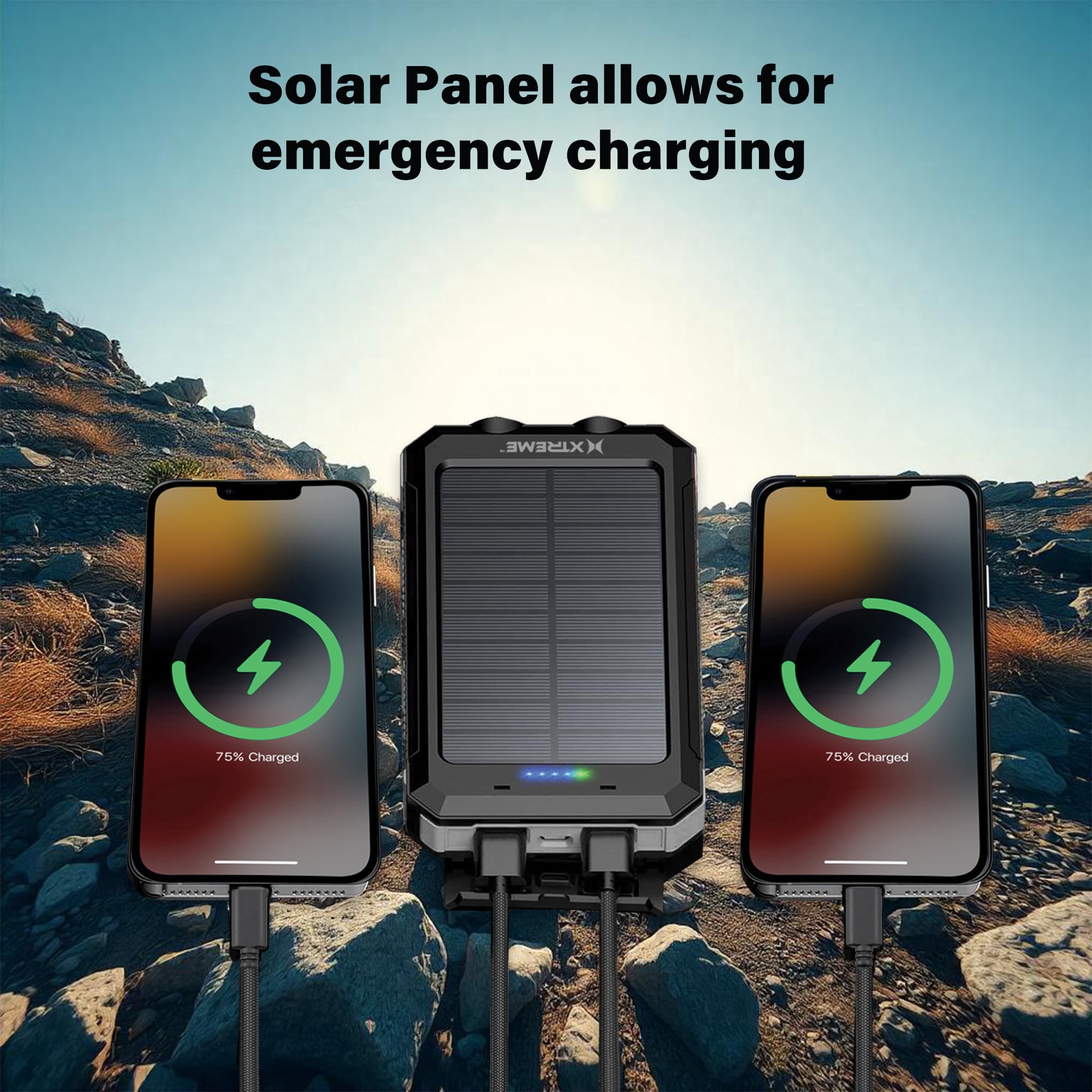 Xtreme 20000mAh Solar Power Bank Portable Charger, Fast Charging
